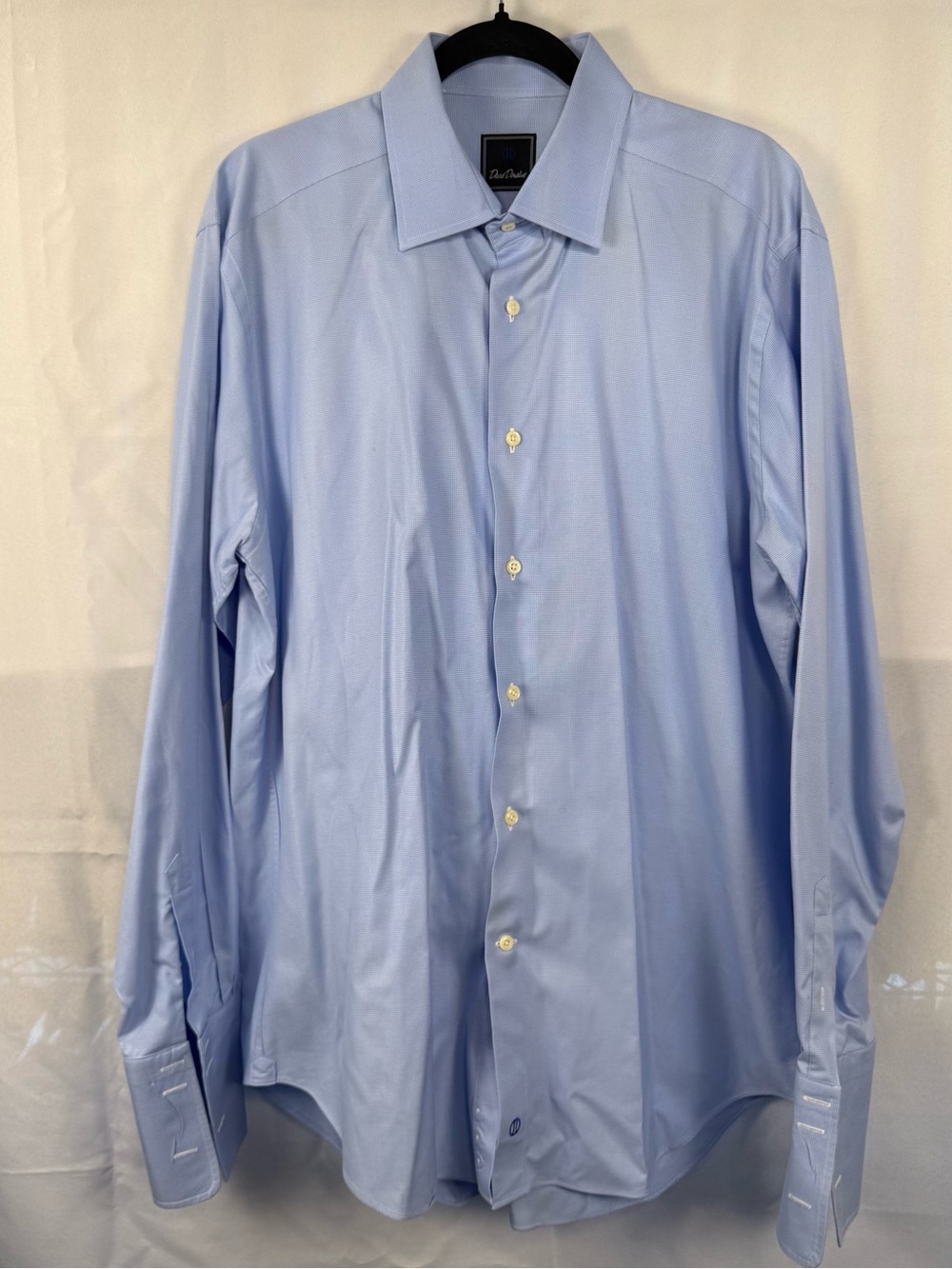 David Donahue French Cuff Dress Shirt Blue 16.5 34/35